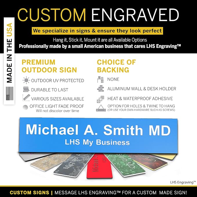 Engraved Name Plates for Door Sign Personalized Light Blue Plastic Plaque - Image 3