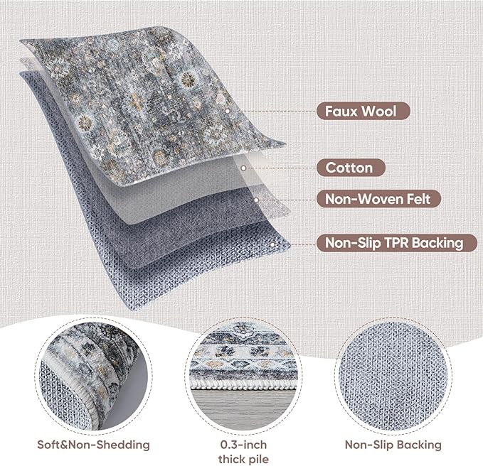 Runner Rug Hallway Runner Rug Washable Kitchen Runner Rugs - Image 2