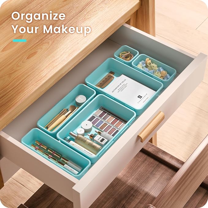 A-LuGei 【】 【】 BlueGreen Drawer Organizer, Makeup organizer - Image 3