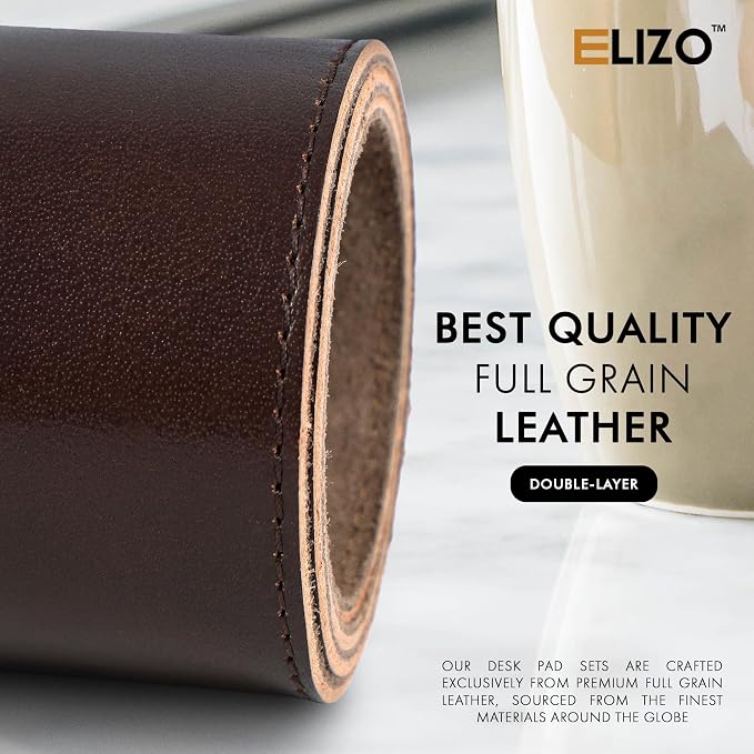 Elizo Leather Desk Mat Desk Pad Blotter Set - Image 3