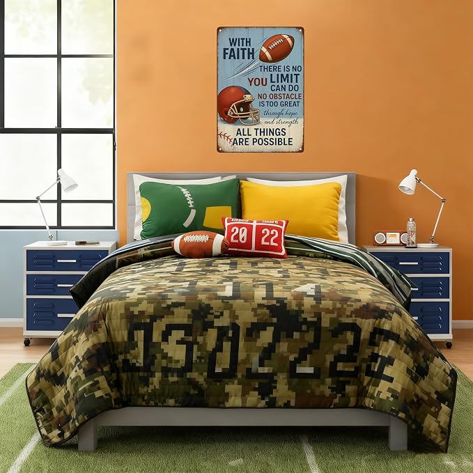 With Faith Football Metal Sign – Vintage Christian Sports Wall Art - Image 6