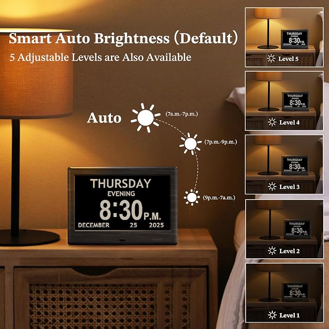 7'' Dementia Clock For Seniors, Large Display Digital Clock - Image 4
