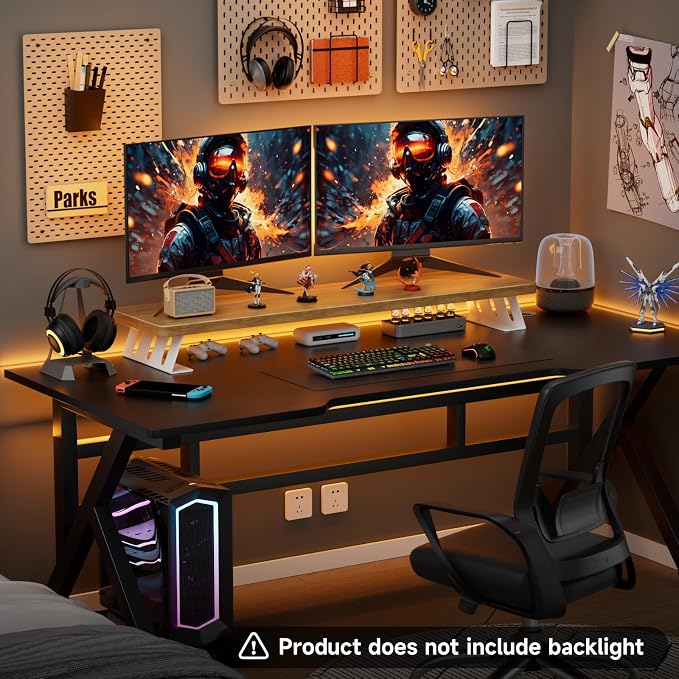 NestNeat Dual Monitor Stand Riser, 39 Inch Large Wood Monitor Stands - Image 4