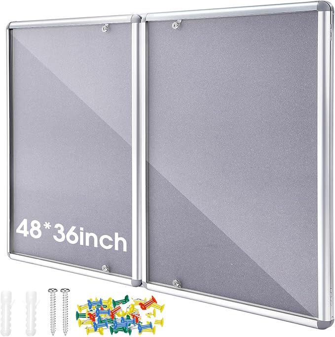 Enclosed Bulletin Board 48" x 36" Weather Resistant Lockable Notice Cork by Motipuns