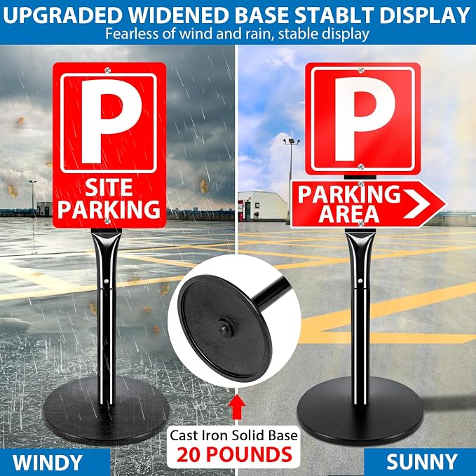 VAIIGO Heavy Duty Parking Sign Post Stand 49", 20lbs Cast Iron Base Sign Post - Image 3