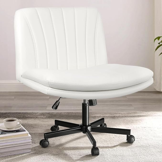 PUKAMI Criss Cross Chair with Wheels, Armless Cross Legged Office Desk Chair by PUKAMI