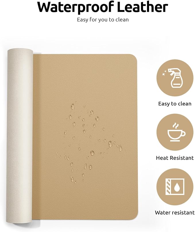 YSAGi Leather Desk Protector, Office Mat, Large Mouse Pad, Non-Slip PU Leather - Image 4