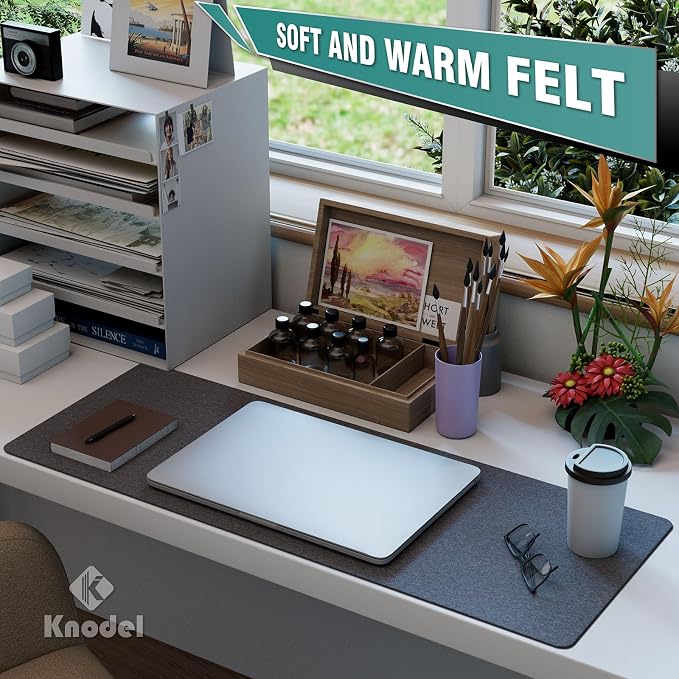 K KNODEL Felt Desk Mat, Large Desk Pad Protector, Office Computer Desk Mat - Image 5