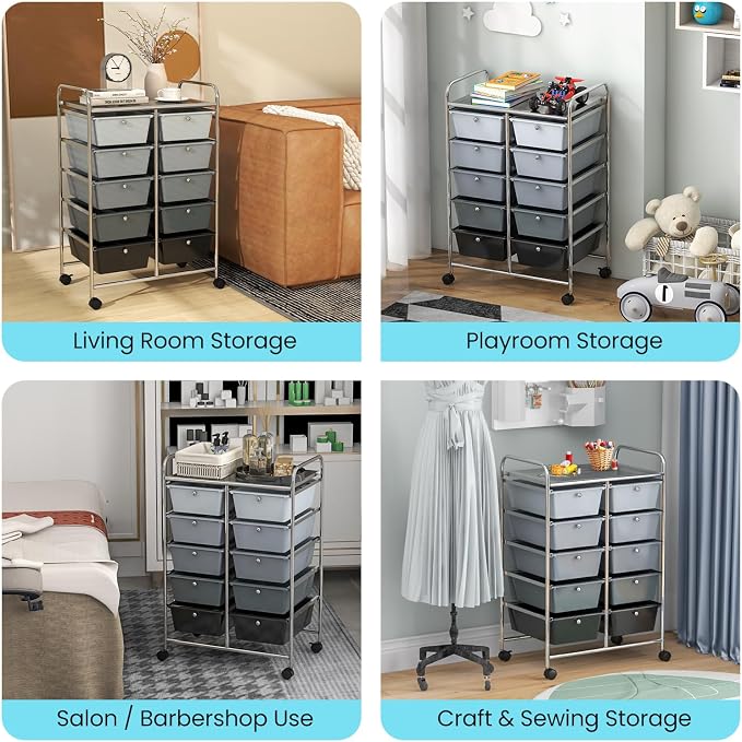 GLACER 10 Drawer Rolling Cart, Storage Cart - Image 7