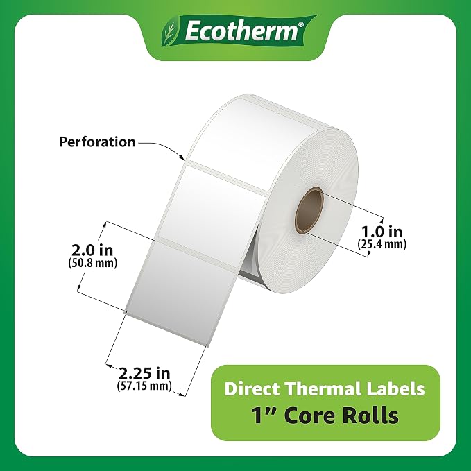 2.25" x 2" Thermal Labels | 4 Rolls | 2940 Labels | fits Zebra, Offnova Thermal - Image 3