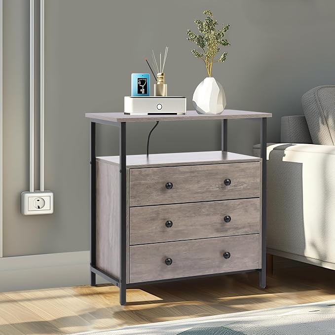 Edbuosy 3 Wooden Drawers Night Stand, 27 Inch Wide Nightstand - Image 8