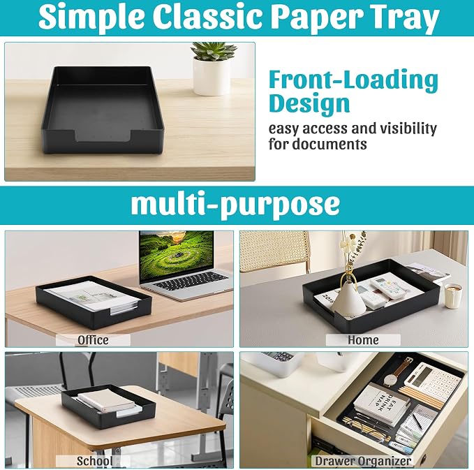 AZFUNN Letter-Size Tray Desk Letter Tray Paper Tray, Sturdy Heavy-Duty Plastic - Image 6