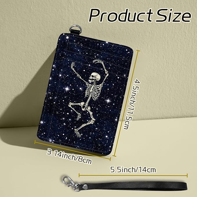BWEGRHE Small Travel Wallets, Dance Skull Skeleton Slim Minimalist Front Pocket - Image 2