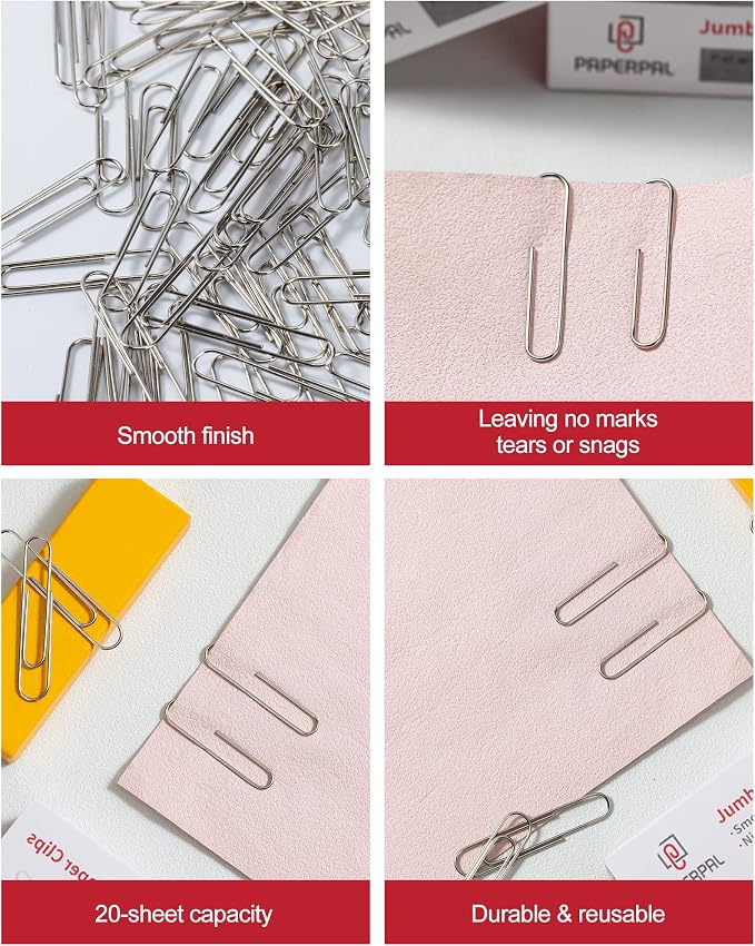 PAPERPAL Paperclips for Office School & Personal Use, Jumbo Smooth Paper Clip - Image 4