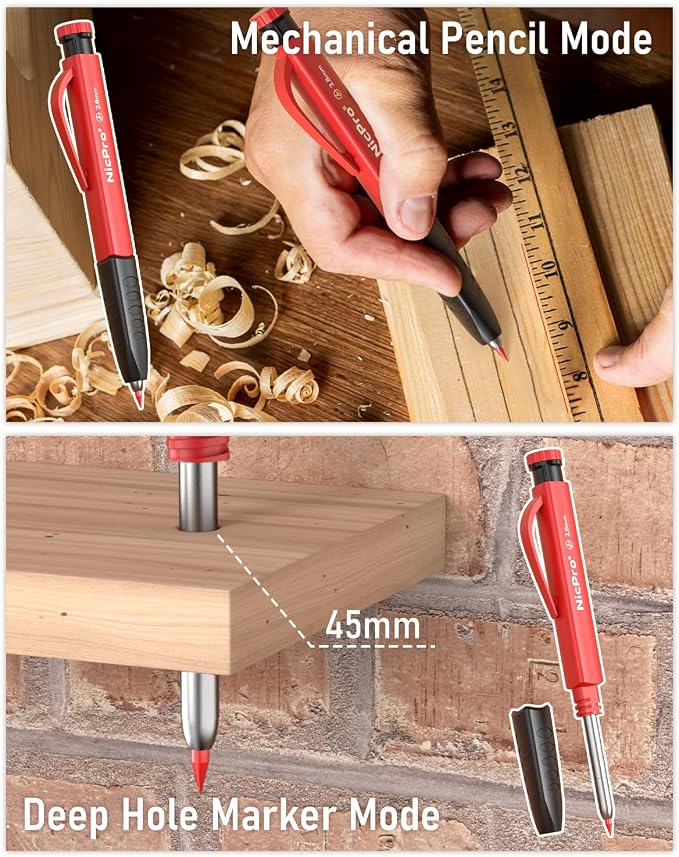 Nicpro 5 Pack Mechanical Carpenter Pencil Set - Image 4