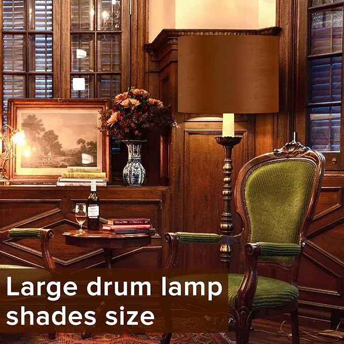 GO&SO Large Lampshade Replacement, Burnt Orange Velvet Drum Lamp Shades Set of - Image 7