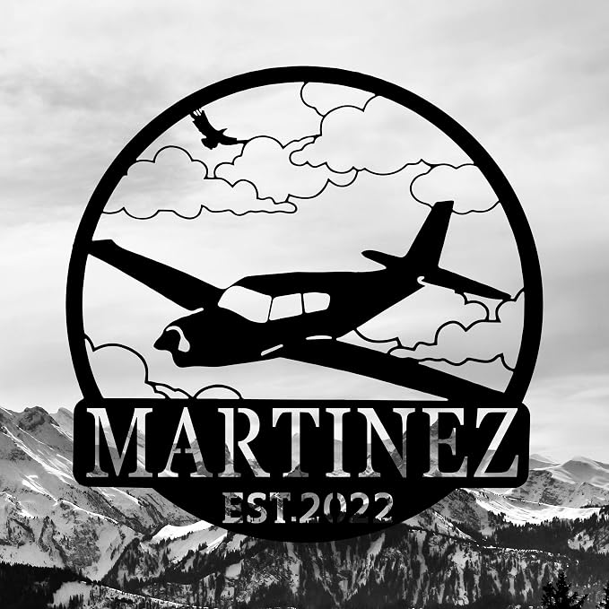 Personalized Metal Airplane Wall Art, Airplane Name Sign, Customized Pilot Name - Image 2