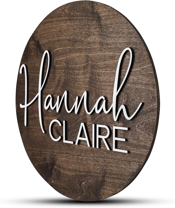 Custom Round Nursery Name Sign, Personalized Wooden Wall Plaque, Baby Shower - Image 2