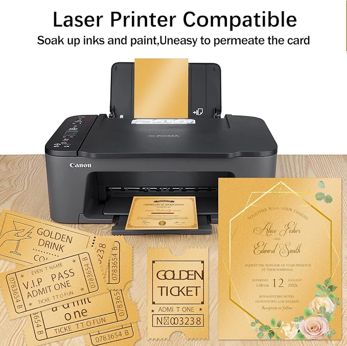 24 Sheets Gold Shimmer Cardstock 8.5 x 11 Metallic Paper, Goefun 80lb Card - Image 4
