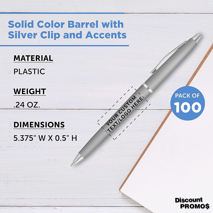 DISCOUNT PROMOS Custom Langham Ballpoint Pens Set of 100, Personalized Bulk Pack - Image 4