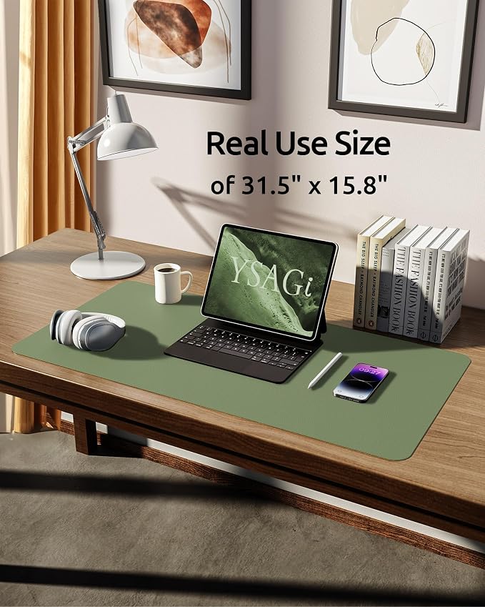 YSAGi Leather Desk Protector, Office Mat, Large Mouse Mat, Non-Slip PU Leather - Image 5