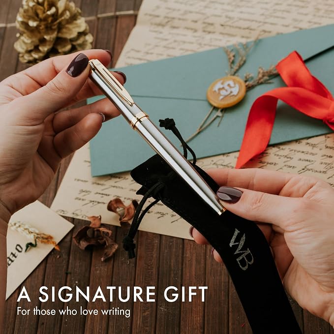 Wordsworth & Black Fountain Pen Set, 18K Gilded Extra Fine Nib, Includes 24 - Image 7