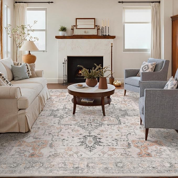 GENIMO 5x8 Area Rugs for Living Room, Machine Washable Low Pile Rugs, Chenille - Image 7