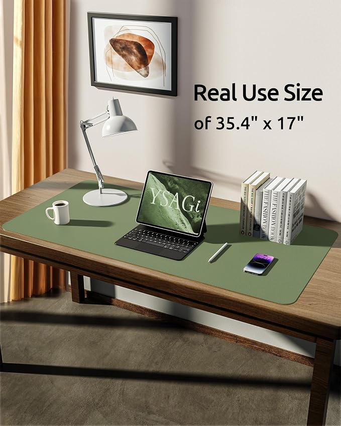 YSAGi Leather Desk Protector, Office Mat, Large Mouse Mat, Non-Slip PU Leather - Image 5