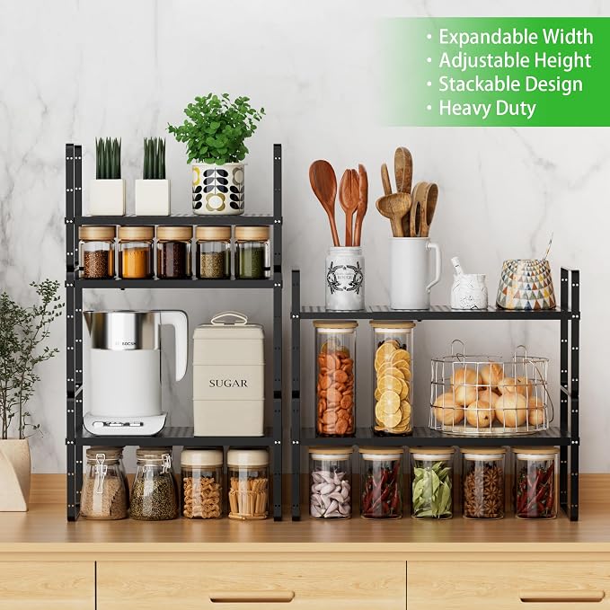 SOFRON Expandable Cabinet Storage Shelf Stackable Organizer Rack - Image 7