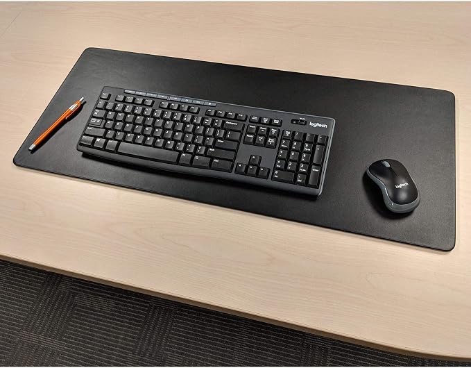 Black Leather 30" x 12.5" Keyboard/Mouse Desk Mat - Image 9