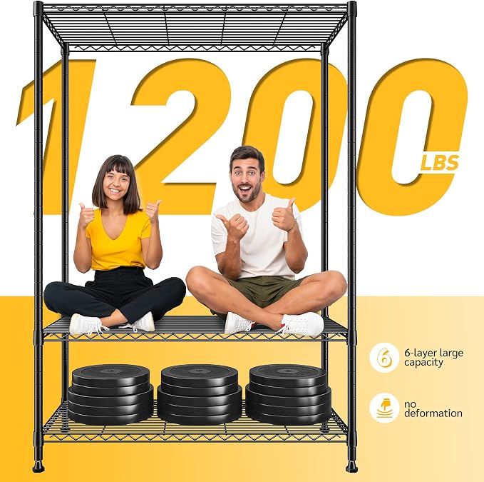 REIBII 75''H Storage Shelves Metal Shelving Unit, 6 Tier Wire Shelving - Image 5