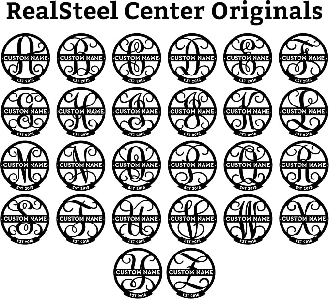 RealSteel Personalized Family Name Monogram Metal Sign – Custom Split Letter - Image 4