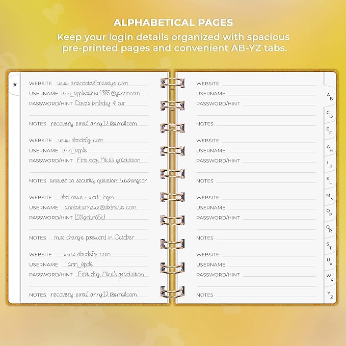 Clever Fox Password Book Spiral – Mini Internet Address & Password Organizer - Image 3