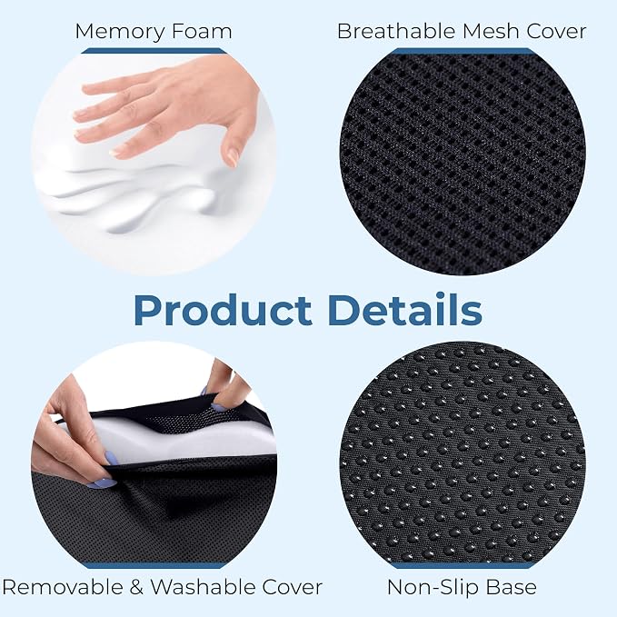 5 STARS UNITED Seat Cushion for Tailbone Pain Relief – Memory Foam Cushion for - Image 7