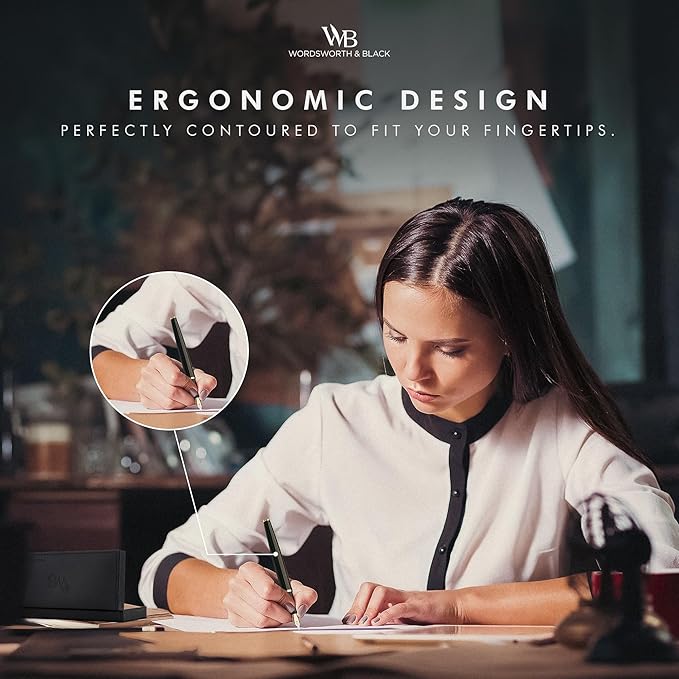 Wordsworth & Black Fountain Pen Set, 18K Gilded Extra Fine Nib, Includes 24 - Image 6