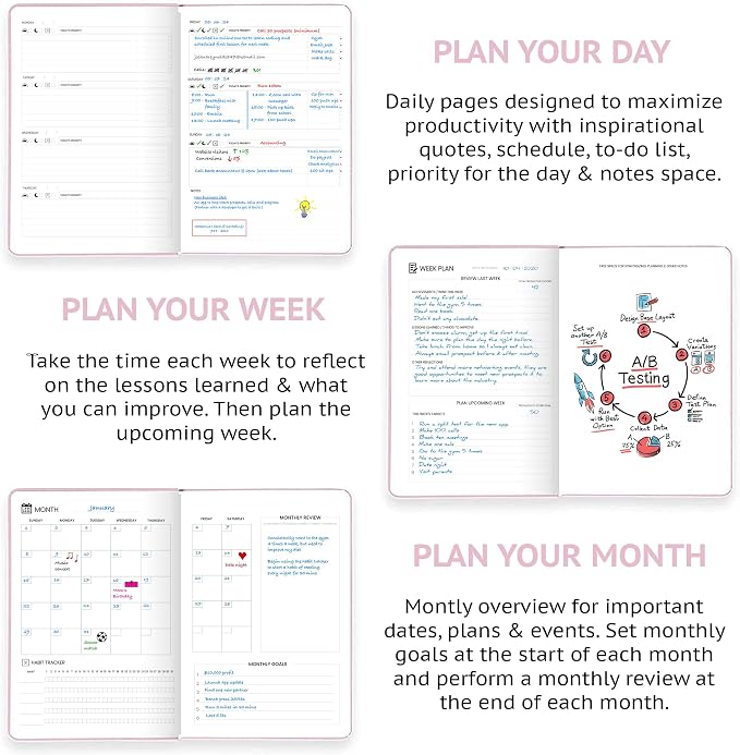 Wyze Planner Undated Daily Planner – 1-Year B5 Productivity Organizer - Image 4
