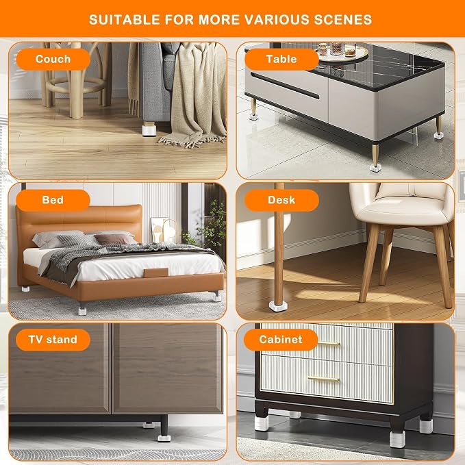 shouwuhho 32 Pack Furniture Risers Adjustable Bed Risers Heavy Duty Lifts - Image 5