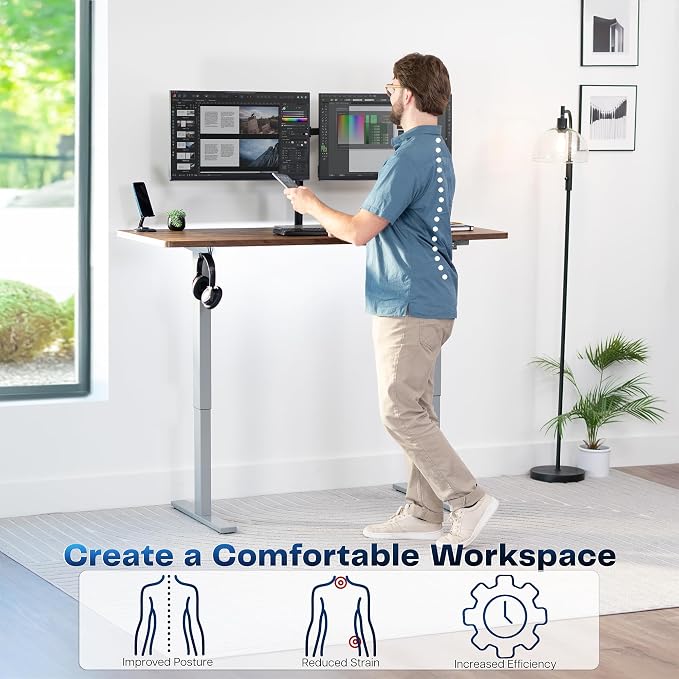 VIVO Electric 60 x 24 in Rustic Standing Desk, Memory Height Adjustment - Image 4