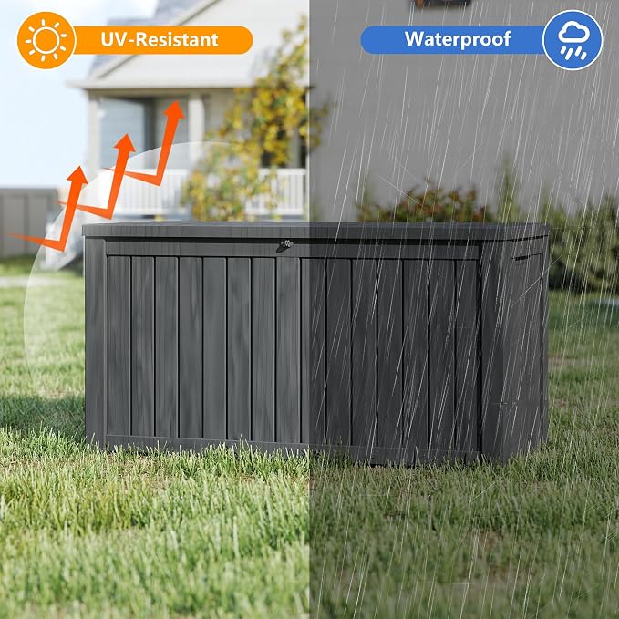 Yardgrace 320 Gallon Outdoor Storage Box Waterproof, Resin Deck Boxes - Image 2