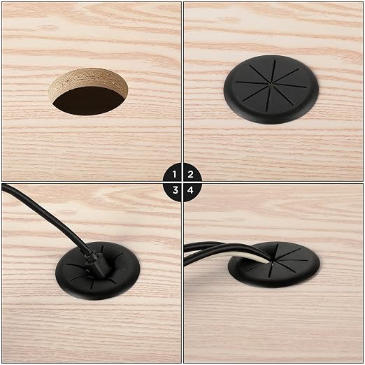 HYCC 2 Inch Desk Grommet Black, Desk Hole Cover - Image 5