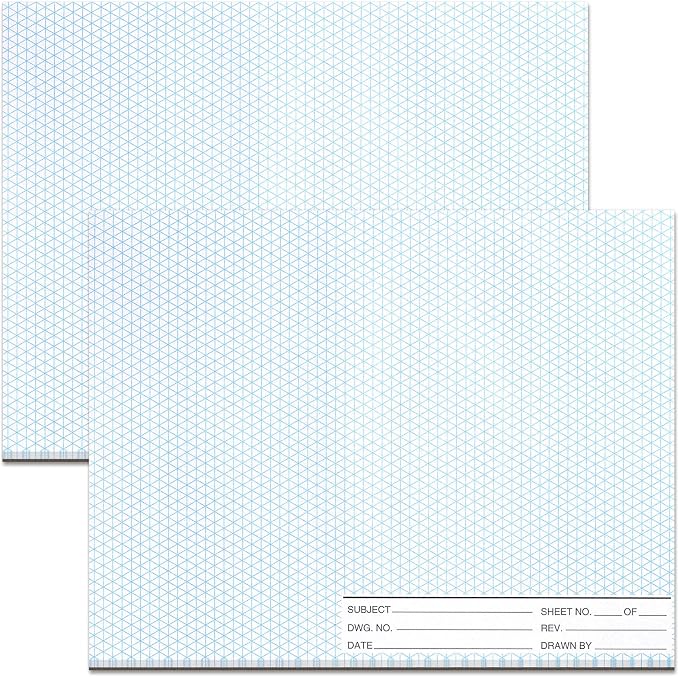 2 Pack 100 Sheets 8.5" x 11" Isometric Graph Paper Pad Landscape by gisgfim