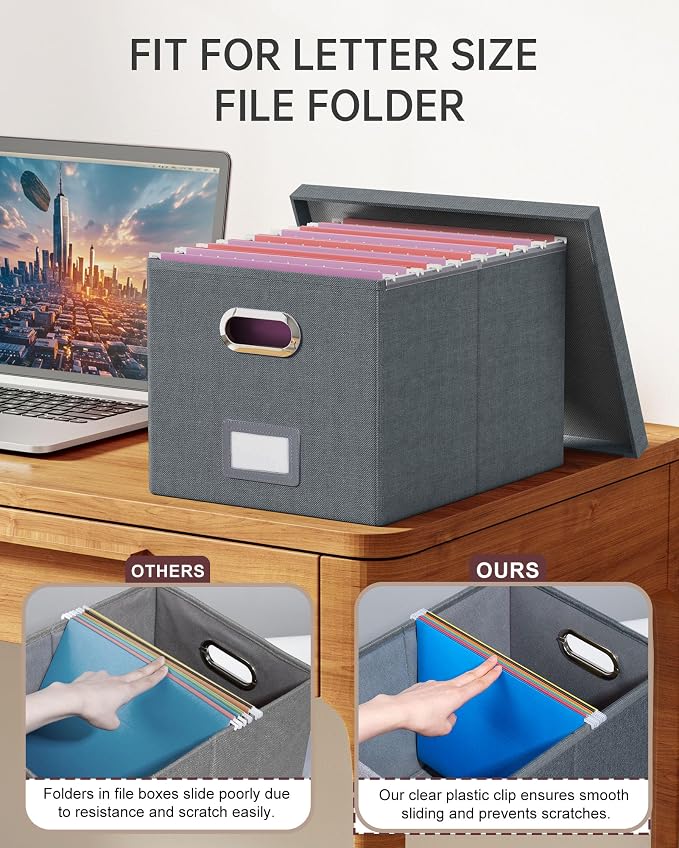 2 Pack File Storage Organizer, Filing Box, Portable File Box - Image 4