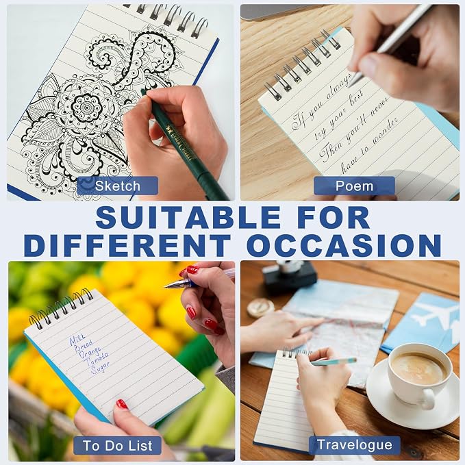 Tenceur 8 Pcs Pocket Notebook Bulk Small 3x5 Inch Spiral Notepads Mini Top - Image 6