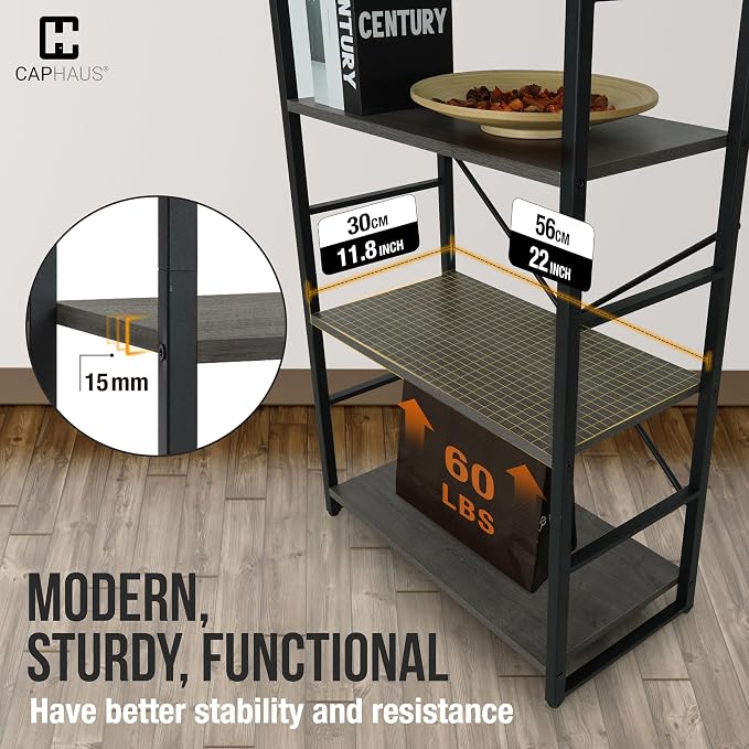 CAPHAUS 5 Tier Bookshelf, 24 Inch Width Free Standing Shelf, Bookcase Shelf - Image 6