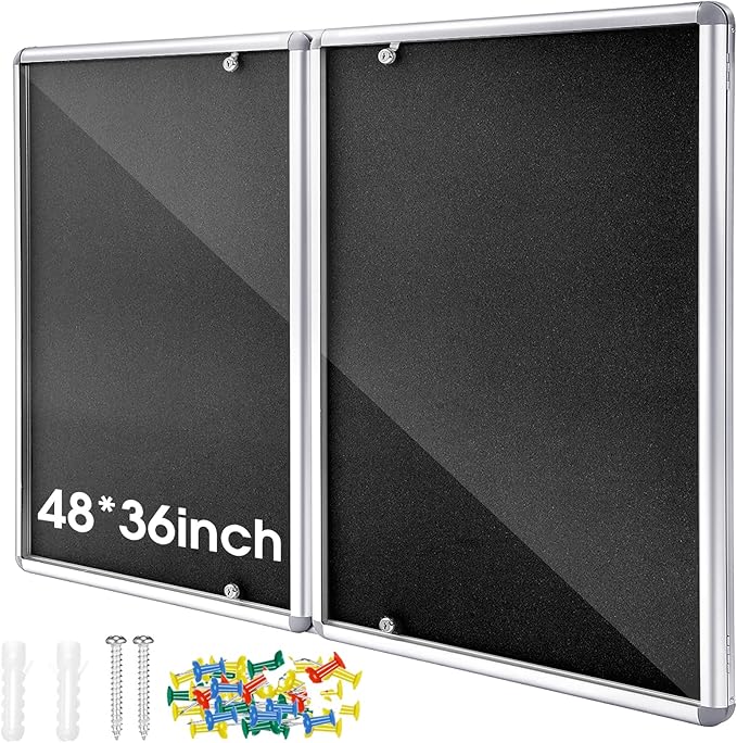 Enclosed Bulletin Board 48" x 36" Weather Resistant Lockable Notice Cork by Motipuns