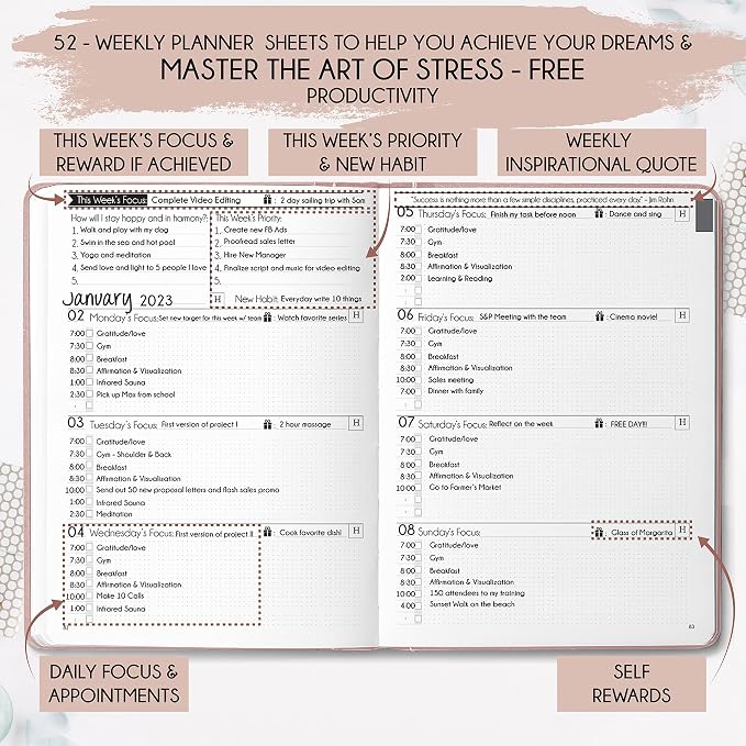 Life & Goal Planner – Undated Daily, Weekly & Monthly Organizer - Image 3