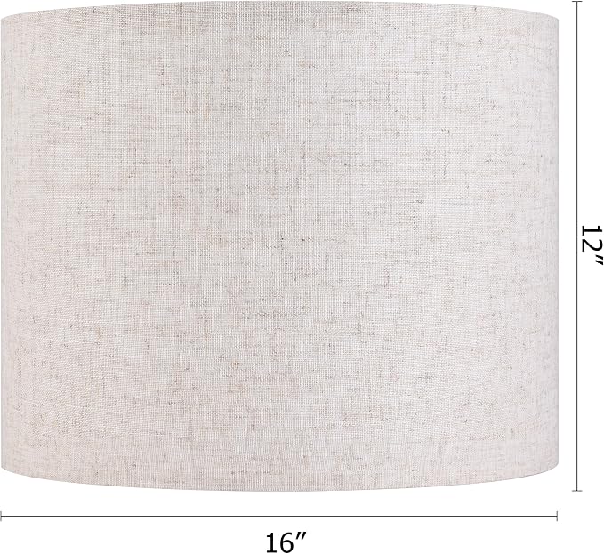 Large Drum Lamp shades Set of 2 Oatmeal Linen Lampshade 16" Top x 16" Bottom x - Image 3