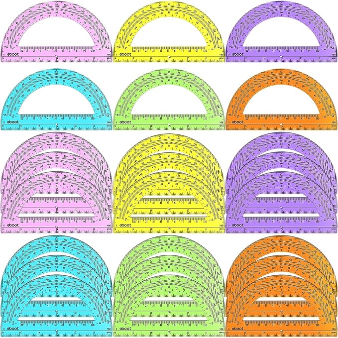 EBOOT 24 Pack Plastic Protractors Math Protractor 180 Degrees 6 Inch - Image 8