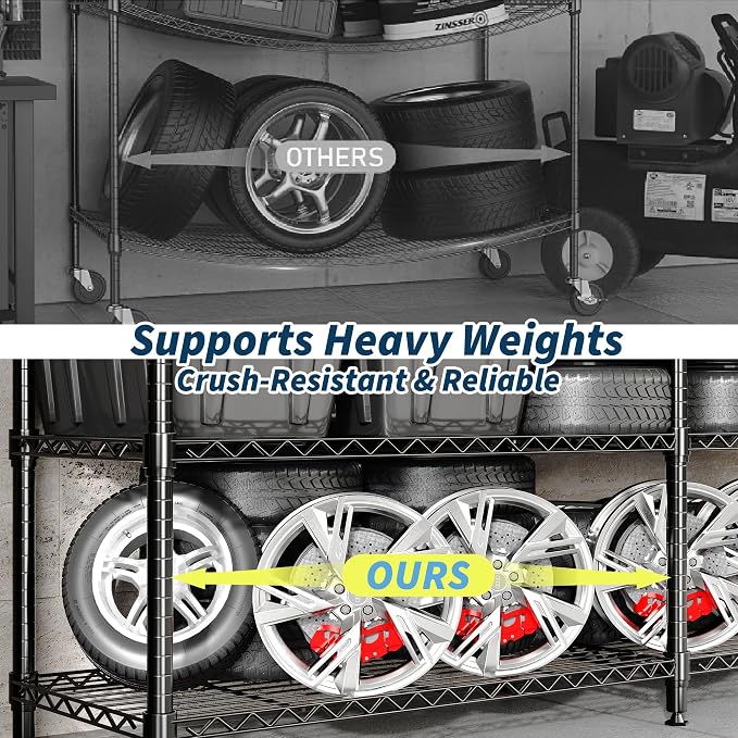 MilleLoom 4-Tier Metal Shelving Unit, Heavy Duty Storage Shelves Adjustable - Image 5