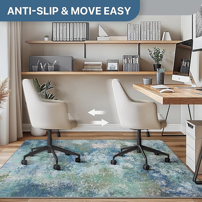 Office Chair Mat for Hardwood Tile Floor, Abstract 48"X 60" Desk Mats for - Image 4